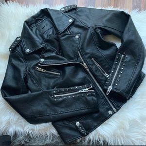 Blank NYC Vegan Leather Studded Moto Jacket